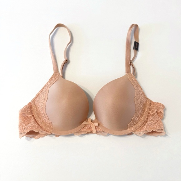 Victoria's Secret Other - Victoria’s Secret natural nude tan satin lace dream angels push-up bra